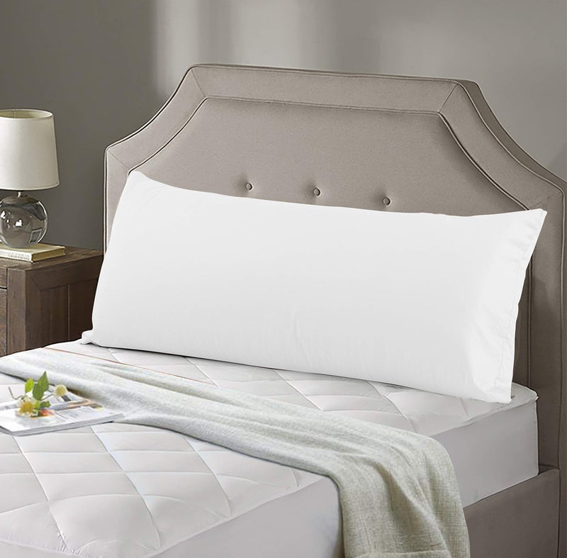 Evolive New 300TC Thread Count 100% Cotton Body Pillow Cover/Case Replacement with Hidden Zipper Closure 21"x54" (White) - Image 1